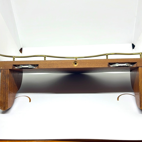 Vintage  Homco MCM Wood Wall Shelves Gold Tone Railings - Picture 8 of 12